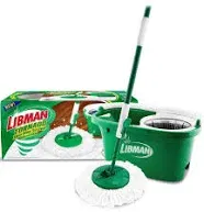 Libman Tornado Spin Mop System - Mop and Bucket with Wringer Set for Floor Cleaning - 2 Total Mop Heads Included, Green