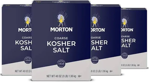 Morton Salt Kosher Salt, Coarse, 3 Pound (Pack of 4)