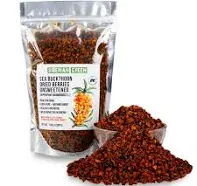 Siberian Sea Buckthorn Dried Berries 7.06 oz (200 g) Unsweetened 100% Raw Natural Wild Harvested Hippophae Fruit, No Additives, High Omega-7, Sports Bars, Yogurt, Smoothie, Snacks