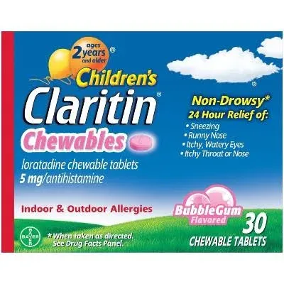 CLARITIN CHILDREN BUBBLE GUM 5MG 30/Ct  Exp: 04/2026