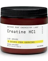 Beyond Raw Chemistry Labs Creatine Hcl Powder Dietary Supplement, 1 (4.23 oz, 60 ct)