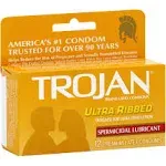 Trojan Ultra Ribbed Lubricated Latex Condoms