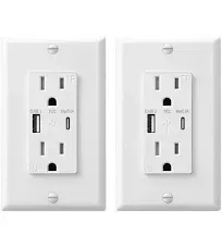 DEWENWILS 5.0A USB Wall Outlet USB Outlet with Type C & Type A USB Ports