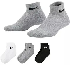 Nike Kids' 6 Pack Youth X-Small Cushioned Ankle Socks (Black)