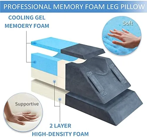  4-Height Adjustable Leg Elevation Pillows for After Surgery, Injuries, or 