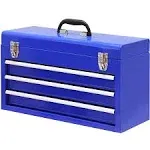 BIG RED Portable 3 Drawer Steel Tool Box with Metal Latch Closure