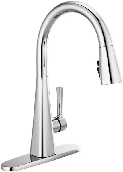 Delta Essa Champagne Bronze Single Handle Touch-on Pull-down Kitchen Faucet with Sprayer (Deck Plate Included) | 9113T-CZ-DST