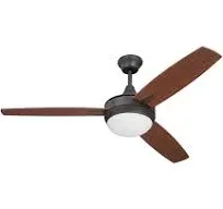 CRAFTMADE Targas 52 in. Indoor Tri-Mount Espresso Finish Ceiling Fan with Integrated LED Light Kit & 4 Speed Wall Control Included 647881151119