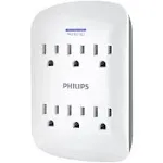 Philips 6-Outlet Surge Protector Wall Tap