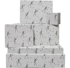 Central 23 Gray Dancing Skeletons Halloween Wrapping Paper