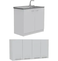 Home Square 2-Piece Set with Utility Sink with Cabinet and Wall Cabinet in White