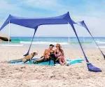 8 Man Navy Blue Beach Tent | Beach Canopy | Sun Ninja