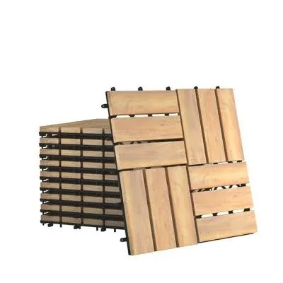 Costway 10 Pieces 12 x 12 Inch Acacia Wood Interlocking