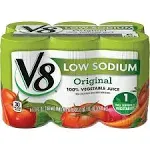 V8 Original Low Sodium 100% Vegetable Juice, 5.5 oz., 6 pack