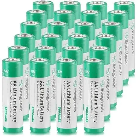 AA Lithium Battery, Double A Non-Rechargeable Battery 1.5V 3000mAh Long-lasing Li-Iron Battery for Blink Security Camera Flashlight Solar Lights Remote Control System (AA 24 Pack)