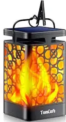 Tomcare Solar Lights Outdoor Upgraded Solar Lantern Flickering Flame Outdoor Wat