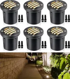 SUNVIE 12W Low Voltage Landscape Lights Anti-Glare LED Well Lights(Grated Top) 