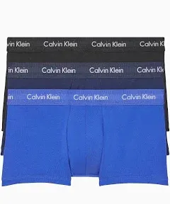 CALVIN KLEIN Men's Cotton Stretch Wicking Low Rise Trunks (3-Pack)