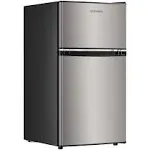 Upstreman 3.1 Cu.Ft Mini Fridge with Freezer, Double Door Mini Fridge,Black