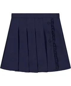 Nautica Girls' School Uniform Pleated Pull-on Scooter Skirt with Undershorts, Knit Waistband