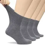 Men's Loose Diabetic Ankle Socks Bamboo, Wide, Thin, Seamless Toe and Non-Binding Top, 4 Pairs, Melange Gray, Shoe Size: 8-12