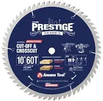 Amana Tool 610600C Carbide Tipped Prestige Cut-Off and Crosscut 10 Inch D x 60T ATB, 10 Deg, 5/8 Bore Circular Saw Blade