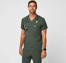 FIGS Leon Scrub Top for Men – 3 Pockets, Tailored Fit, Modern V-Neck, 4-Way Stretch, Moisture-Wicking Men's Scrubs