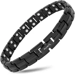 MagnetRX® Women's Ultra Strength Magnetic Bracelet - Effective Titanium Magnetic Bracelets for Women - Adjustable Bracelet Length with Sizing Tool for Perfect Fit (Black)