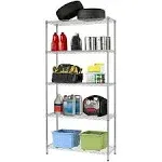 BestOffice 5 Tier Wire Shelving Unit 1250lb Capacity Chrome