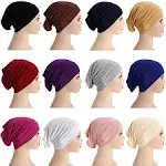 Messen 12 Pieces Under Scarf Hijab Cap for Turban Head Wraps Scarf Solid Color Hijab Tube unisex Stretch Dreadlocks Tube