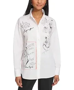 KARL LAGERFELD Women's Sketch Oversize Poplin