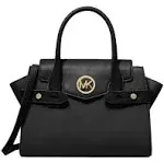 Michael Kors Carmen Medium Black Leather Satchel