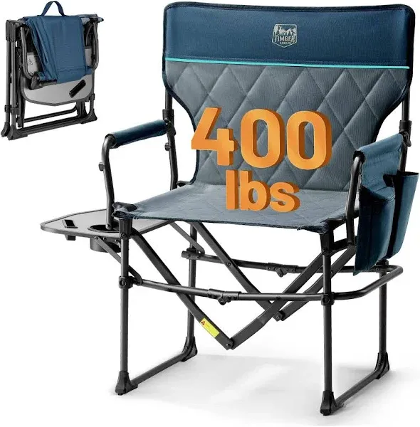 Heavy Duty Camping Chair with Compact Size, Portable Directors Chair with Sid...