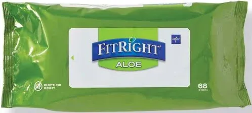 FitRight Aloe Fragrance Free Personal Cleansing Cloths.  100 Count.  Exp 08/2024