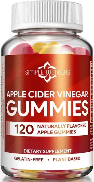 Apple Cider Vinegar Gummies with The Mother - ACV Gummies for Detox, Cleansing & Immune Support - Made with Black Carrot & Ginger Dry Extract - Pectin Based, Non-GMO, Gluten-Free (120 Gummies)