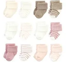 Hudson Baby Baby Girls' Cotton Rich Newborn and Terry Socks