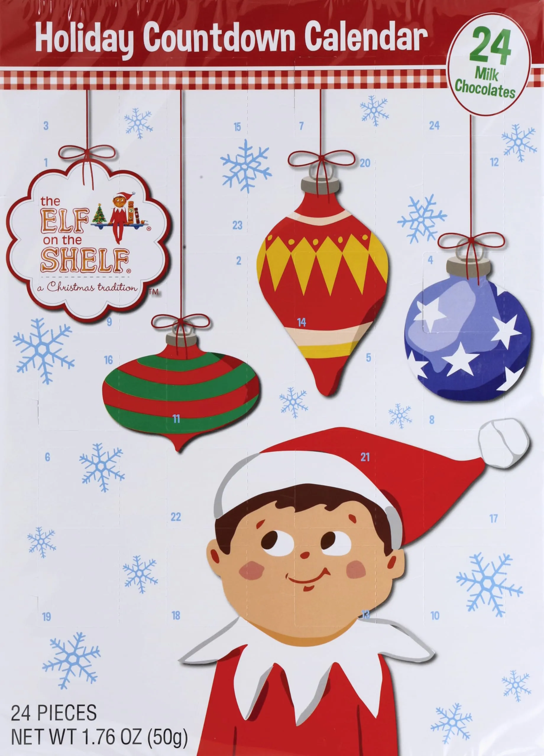 Elf on the Shelf Holiday Christmas Candy Chocolate Countdown Calendar - 24 Days