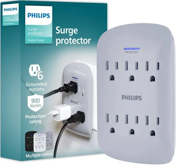 Philips 6-Outlet Surge Protector Wall Tap