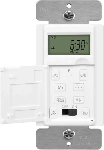 Digital Programmable Timer Switch for Lights Enerlites HET01-C-W White