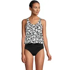 Lands' End Women's Long Torso Chlorine Resistant One Piece Fauxkini Swimsuit