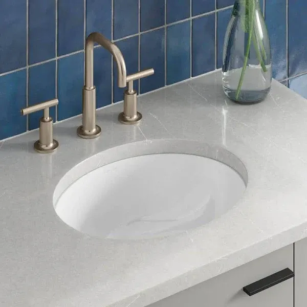 KOHLER 2209-0 Caxton 17&#034; Oval Under Mount Bathroom Sink, Vitreous Lavatory Va...