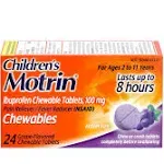 Children's Motrin Ibuprofen Chewable Tablets, 100 mg, Grape - 24 ct