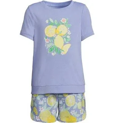 Lands' End Girls Short Sleeve Tee and Shorts Pajama Set