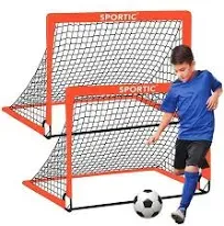 2 Pack 4&#039; x 3&#039; Soccer Goal Net Set, Pop Up Kids Practice Soccer Goals Orange