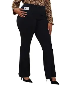 Wrinkle-Free Stretch Dress Pants Plus Size for Women Pull-on Pant Ease into Comfort Office Pant