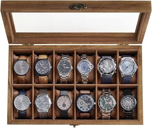 SONGMICS 12-Slot Wood Watch Box