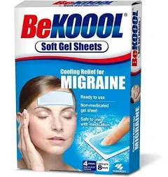 Be Koool Cooling Relief for Migraine, Soft Gel Sheets, 4 Sheets (Pack of 4)