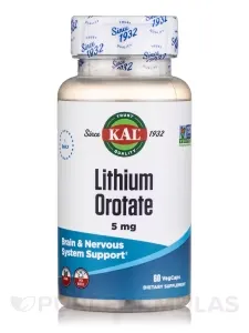 Kal Lithium Orotate, 5 mg, Vegetarian Capsule - 120 count