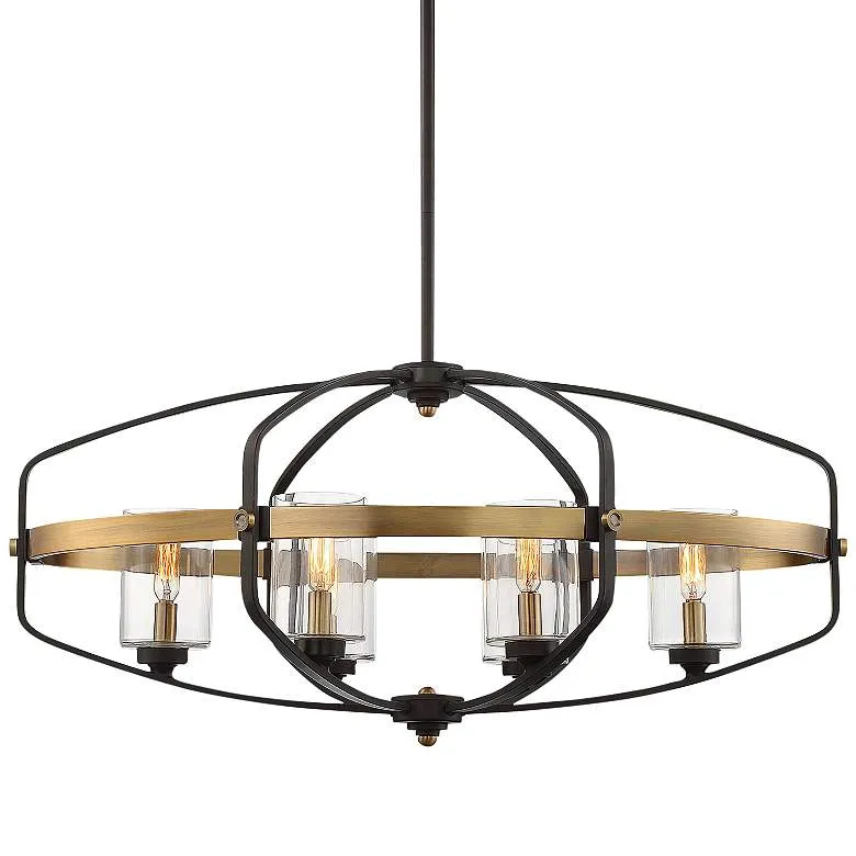 Kirkland 32"W Bronze Warm Brass 6-Light Linear Chandelier