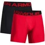 Under Armour mens Tech 6-inch Boxerjock 2-Pack, Red (600)/Black, 5X-Large